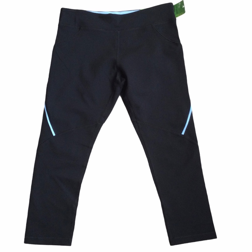 Alo Cool Fit Leggings Crop Black With Blue Piping